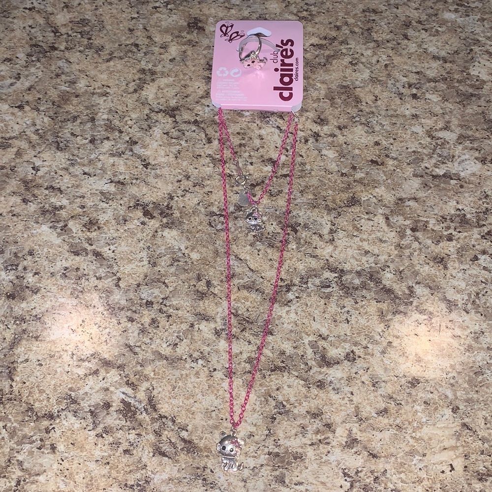 Claire’s Cat Bracelet, Necklace, and Ring Set